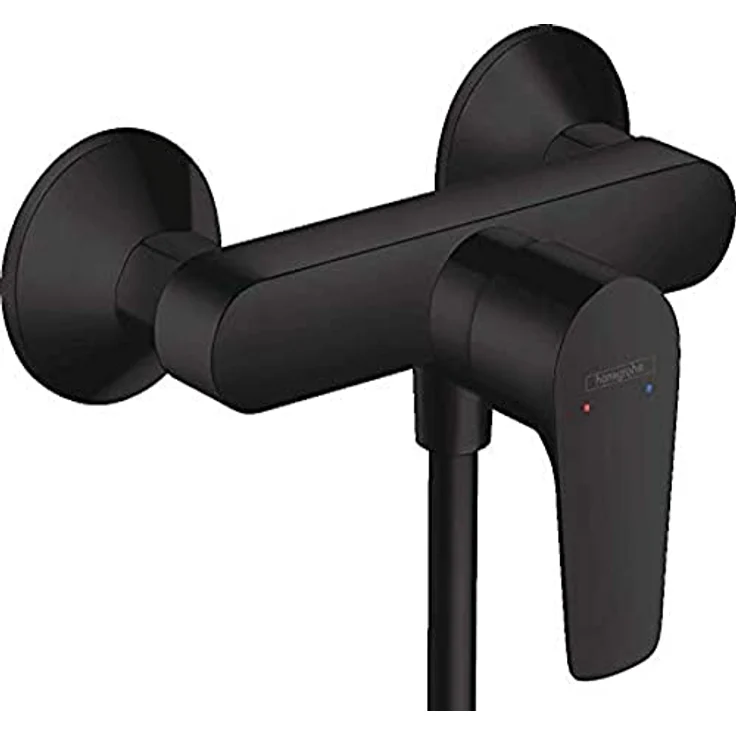 Hansgrohe Talis E Einhebel-Brausemischer Aufputz, 22 l/min Durchflussrate, Mattschwarz, mit temperatursensiblem Keramikmischsystem – Bild 1
