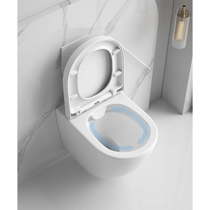 Sanicomfort Wand-WC Set "Cozy", Tiefspül-WC spülrandlos mit glänzendem weißen WC-Sitz – Bild 3