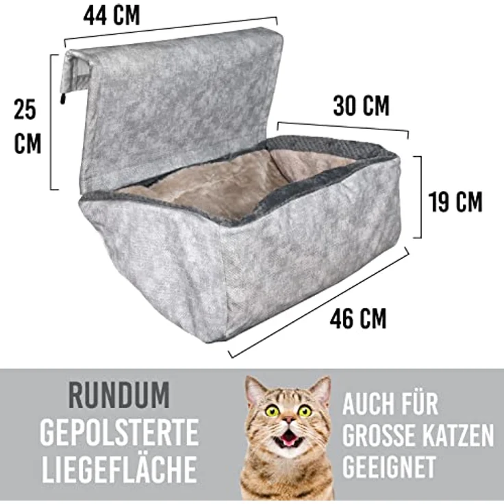 KaraLuna Heizungsliege | Auch für große Katzen geeignet I Katzenbett Heizung Hängehöhle Katze Katze Heizung Hängematte Heizkörperliege Katzen Heizungsliege Katzen XXL (Hellgrau) – Bild 3