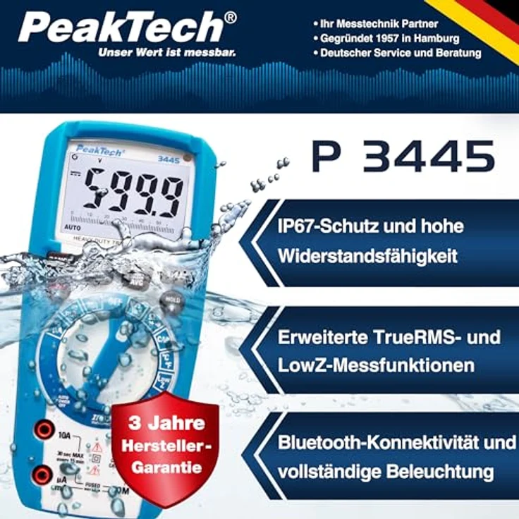 PeakTech 3445 - Multimeter digital 6000 Counts TRMS IP67 Bluetooth – Bild 2