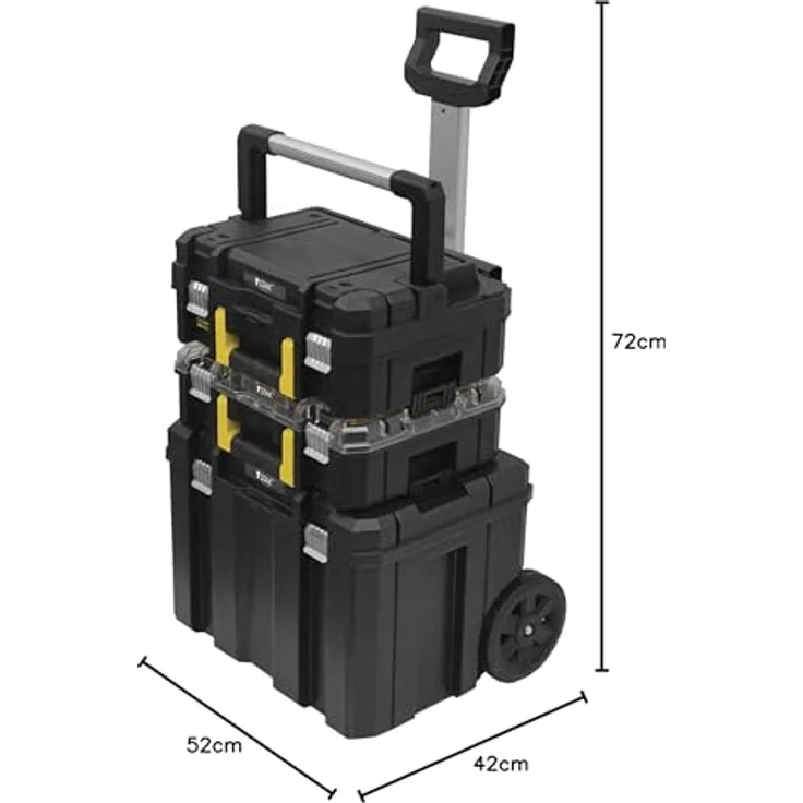 Stanley Pro-Stack FMST1-80103, Werkzeugbox-Set mit Teleskopgriff und 7'' langlebigen Rädern, mobile Aufbewahrungsbox – Bild 9