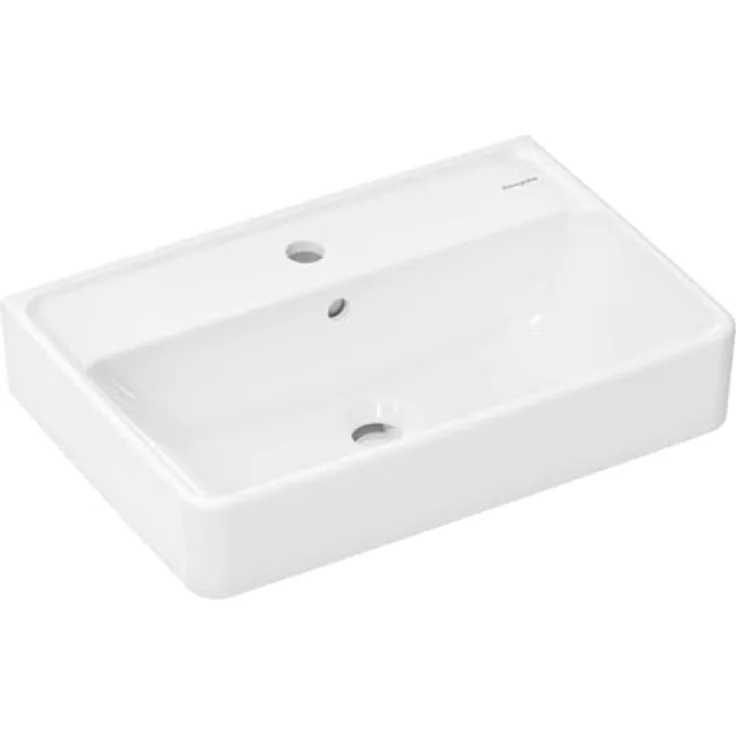 hansgrohe Xanuia Q Waschtisch Compact, Waschbecken mit 1 Hahnloch und Überlauf, 550x370mm, weiss, inklusive Schallschutzmatte