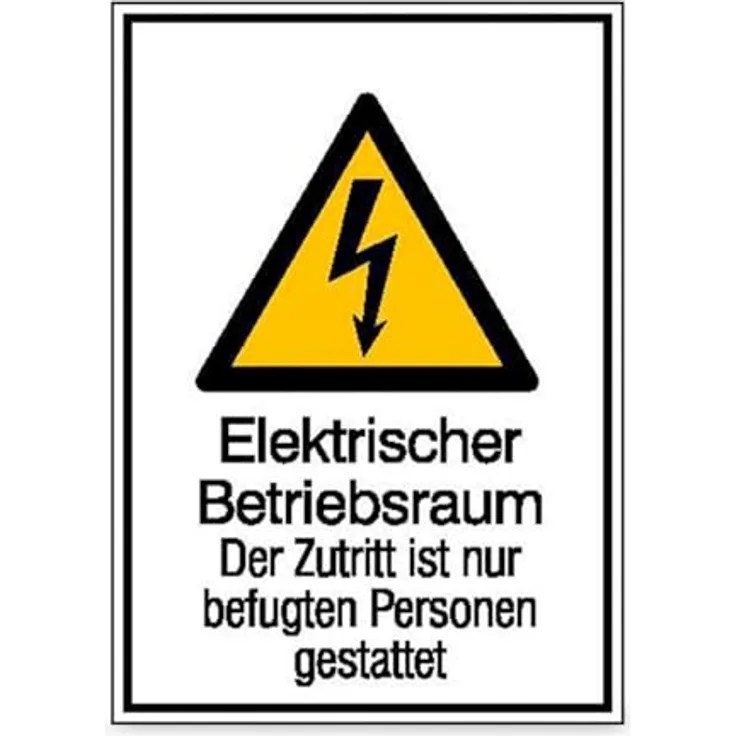 Betriebsausstattung24 Warn-Kombischild „Elektrischer Betriebsraum - Der Zutritt ist nur befugten Personen gestattet“, Aluminium, 26,2 x 37,1 cm, UV- & witterungsbeständig, für Innen- und Außenbereich geeignet