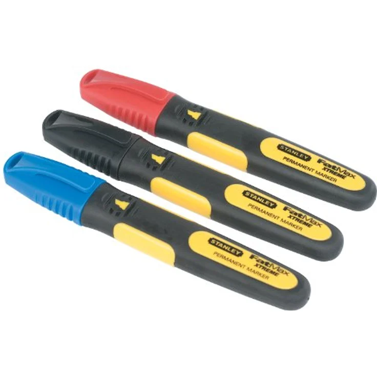 Stanley FatMax Permanent Marker schwarz, rot, blau (breit), 3 Stück (SB) – Bild 2