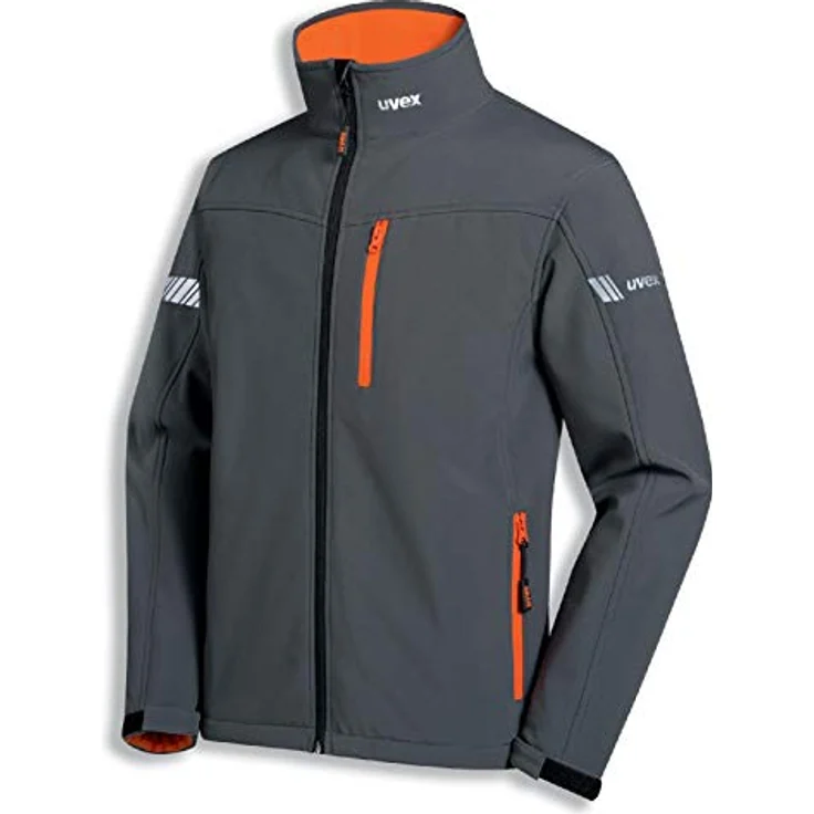 UVEX Herren-Softshelljacke uvex metal in grau, orange, Regular Fit, Größe S – Bild 2