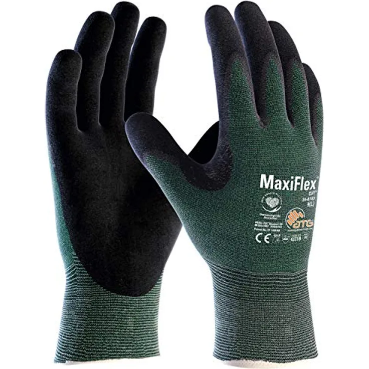 ATG MaxiFlex Cut 34-8743, Schnittschutzhandschuhe, 12 Paar, grün/schwarz, EN 388, waschbar bis 40°C, Größe 9