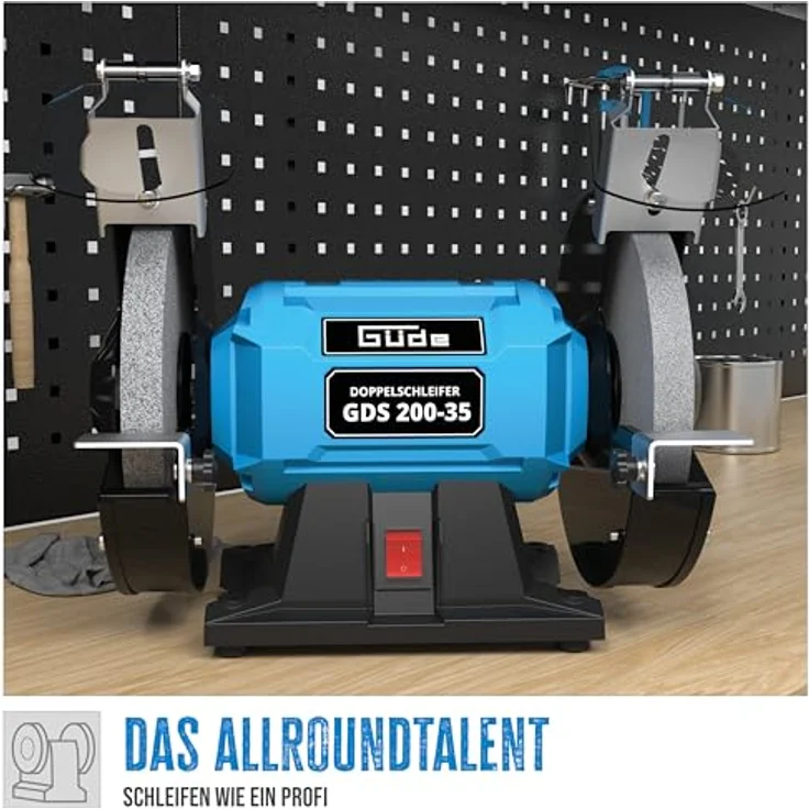 Güde 55237 Doppelschleifer GDS 200-35 (Kondensatormotor, Stabiler Maschinenfuß, 350 W, Verstellbare Arbeitsauflagen) – Bild 2