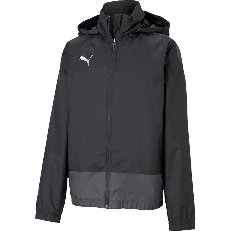 PUMA teamGOAL 23 Training Regenjacke Kids, Grüne Sportjacke mit Windschutz und Wasserschutz