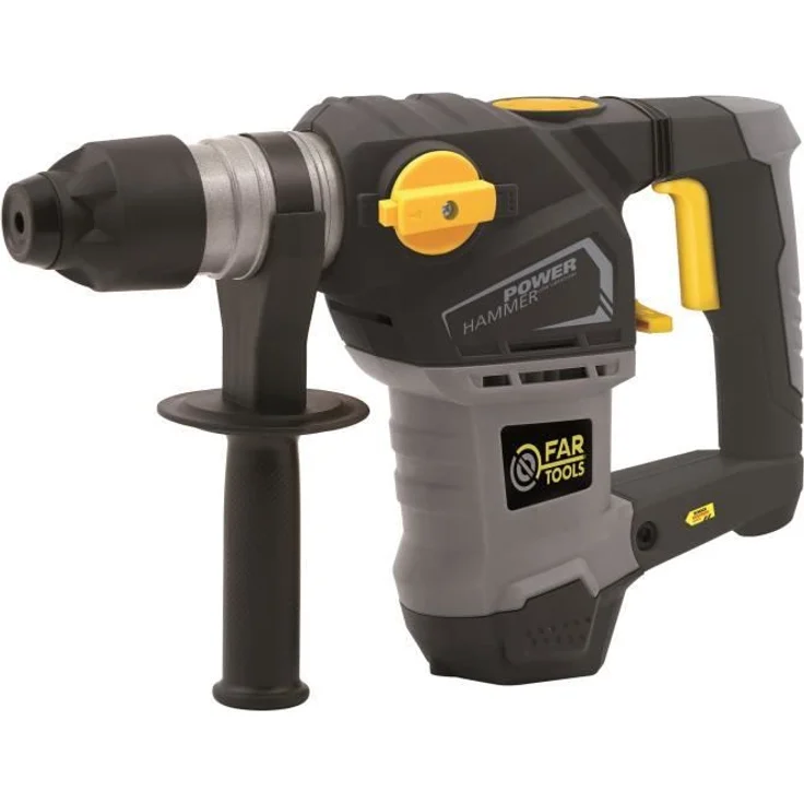 Fartools 1500W Mehrzweck-Bohrhammer, SDS+ mit 6 J Schlagkraft, 4 Funktionen, inkl. 3 Bohrer und 2 Meißel, mit Transportkoffer