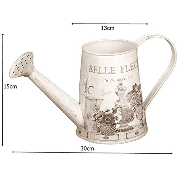 Ambiente Haus Fleur-Gießkanne, dekorative Metall-Gießkanne in antikem Creme mit Goldpinseleffekt, 1,3 L – Bild 4