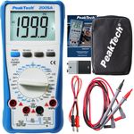PeakTech Multimeter PeakTech 2005 A: Digital Multimeter mit 2.000 Counts und 1000V AC/DC, doppelt isoliertes Gehäuse, beleuchtetes Display - Schwarz