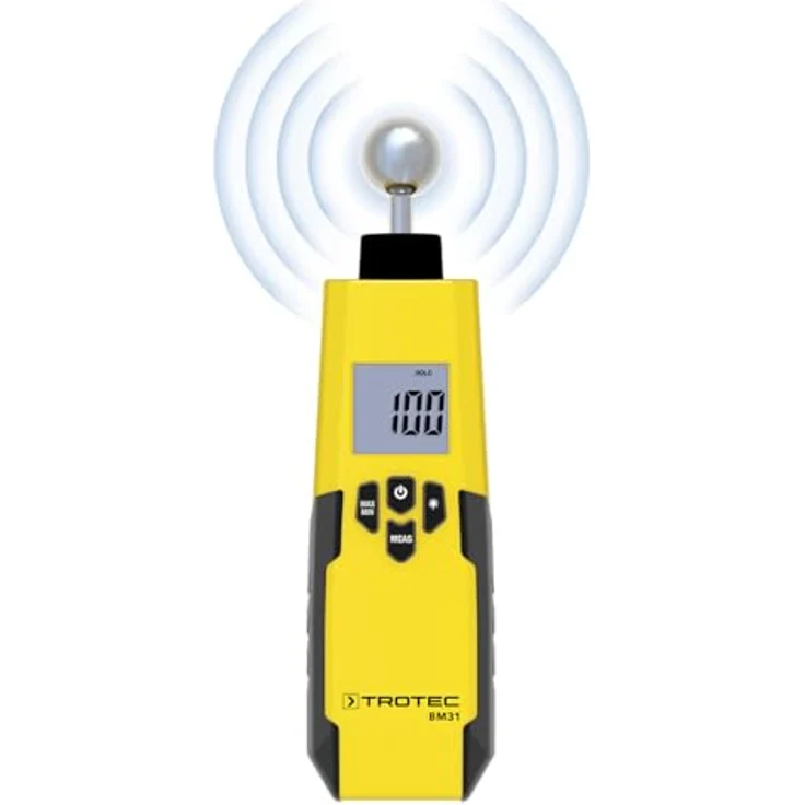 TROTEC BM31 Feuchteindikator, Feuchtemessgerät mit 0–100 Digit Messbereich, zerstörungsfreie Messung für Wand, Boden und Decke, 5–40 mm Eindringtiefe, kompaktes Design – Bild 1