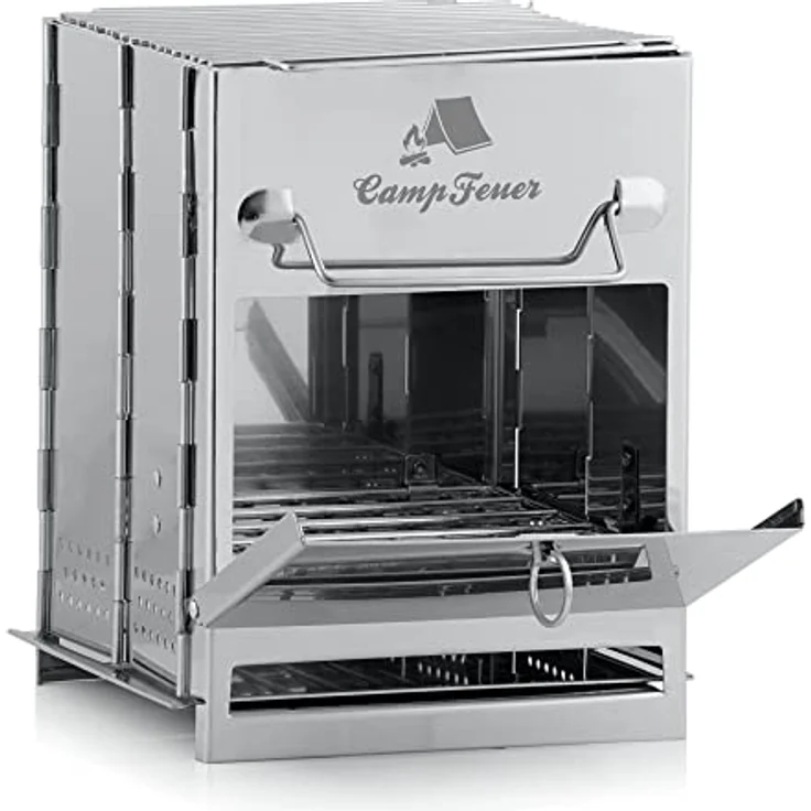 CampFeuer Edelstahl Faltgrill | 22 x 20,5 x 27 cm | Klappgrill | Campinggrill für Hiking und Outdoor | Klappbarer Grill zum Mitnehmen, mobiler Taschengrill, Camping-Grill transportabel – Bild 1