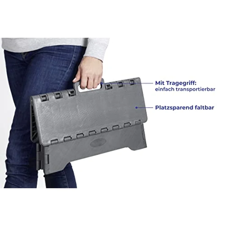 Maximex Klapp-Trittstufe Secura - Hochbelastbare Tritthocker bis 250 kg, Polypropylen, 40 x 10 x 28 cm, Grau – Bild 3