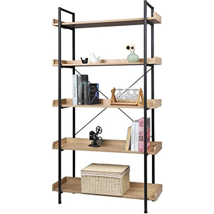 Standregal mit 5 Ablagen 91x25,5x173cm Eiche Hell – Bild 7