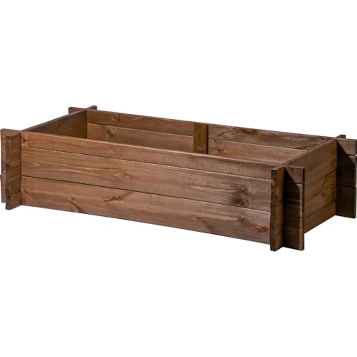 dobar® Hochbeet Massivholz Stecksystem Gr. M stapelbar - Pflanzkasten - 117 x 58,5 x 27,5 cm - Dunkelbraun – Bild 3