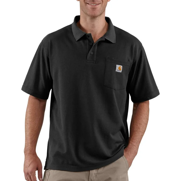 Carhartt Poloshirt K570 Work Pocket, Piqué-Gewebe in blau, mit schmutzabweisendem Finish und Brusttasche