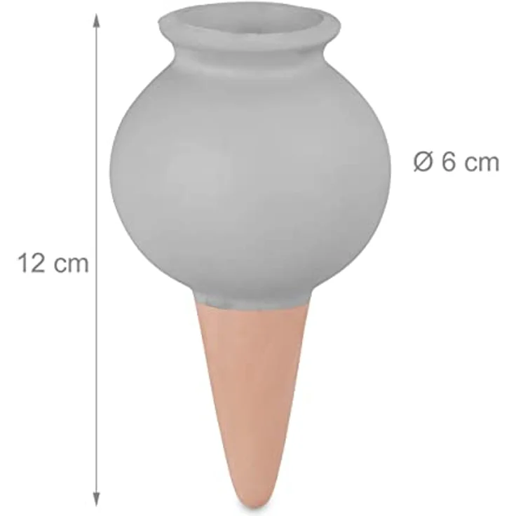 relaxdays Bewässerungssystem Graue Tonkegel, 4er Set zur automatischen Pflanzenbewässerung mit 100 ml Volumen – Bild 4