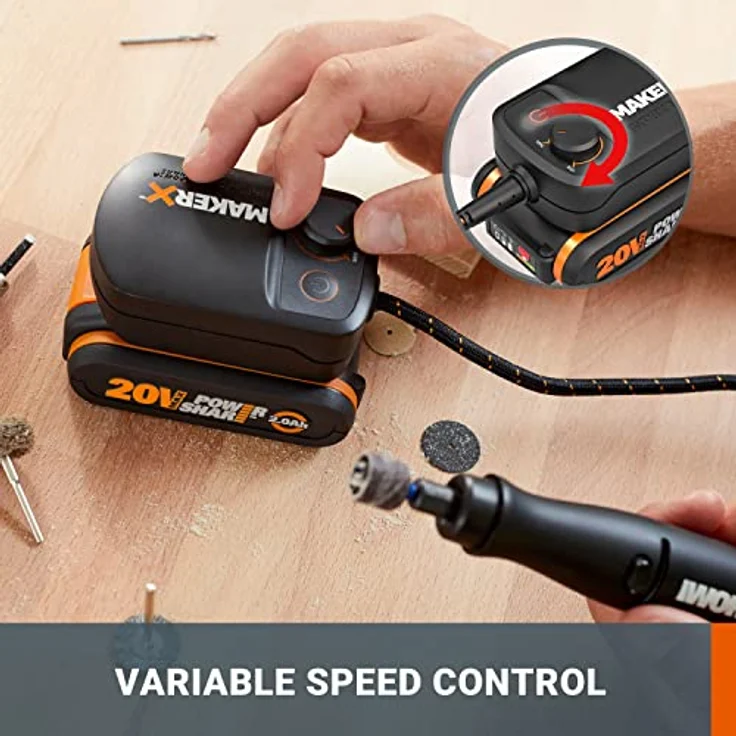 WORX Akku Multifunktionswerkzeug & Lötkolben Set 18V(20V MAX) MakerX WX988, Bürstenlos Motor, PowerShare, mit Universal Zubehören 2Ah Akku & Ladegerät, Hub, Variable Drehzahl, Temperatur Einstellbar – Bild 4