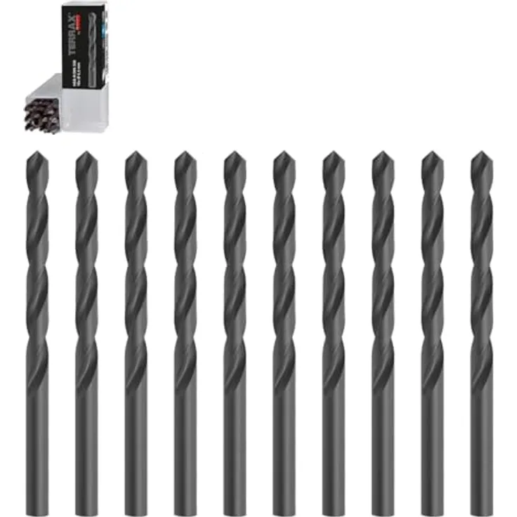 RUKO TERRAX Spiralbohrer Ø 6,5 mm – DIN 338 Typ N – HSS-R rollgewalzt, 10er-Pack, bruchsicher und universell einsetzbar für Stahl, Edelstahl, Guss, Holz und Kunststoff