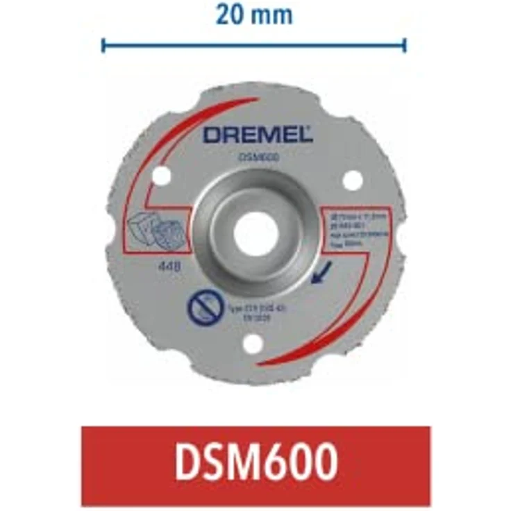 DREMEL DSM20 Mehrzweck-Karbidtrennscheibe zum Bündigschneiden DSM600 - 2615S600JB – Bild 3