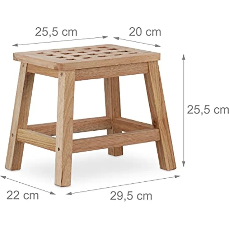 Relaxdays - Tritthocker Holz, Fußbank aus Naturholz, niedriger Blumenhocker für Töpfe, HBT: 25,5 x 29,5 x 22 cm, natur – Bild 5