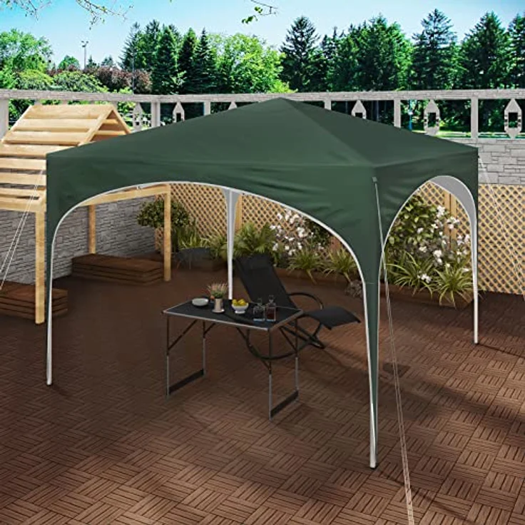 WOLTU Pavillon Pop-Up wasserdichter Faltpavillon Sonnenschutz Event Gazebo Gartenpavillon auf Terrasse Camping Festival mit Halbmonddach Pagodenzelt des Halbkreises aus Oxford Metallrahmen 3x3m Grün – Bild 4