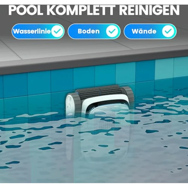 FM SOLAR Pool-Royal Akku-Poolreinigungs-Roboter PC10, kabelloser Poolsauger mit 5000mAh Akku, für Pools bis 100 m², intelligente Navigation und 4L Auffangbehälter – Bild 7