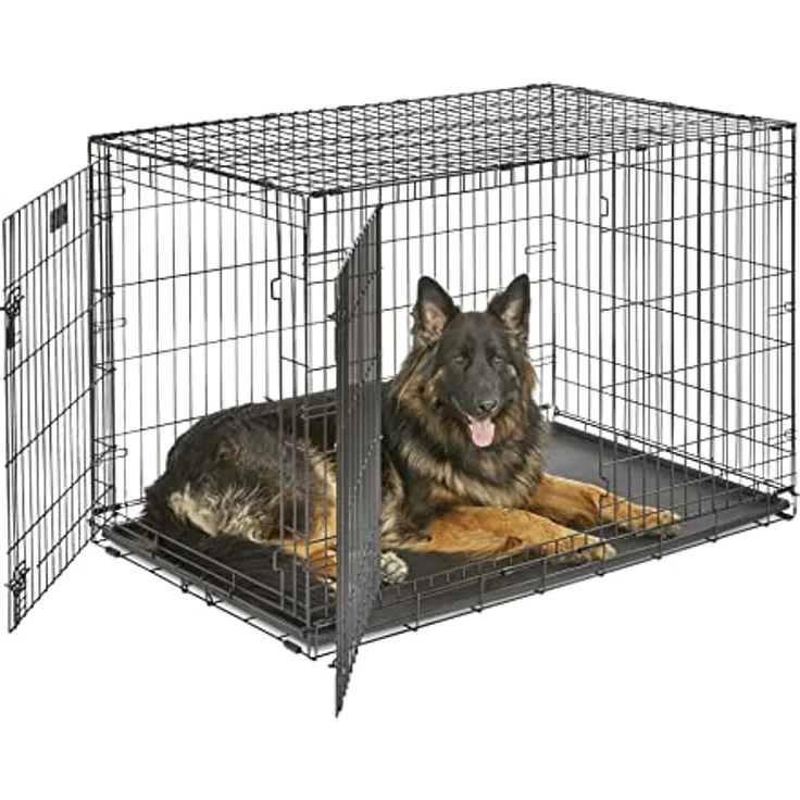 MidWest Homes for Pets iCrate Hundebox, verbessert mit Einzel- und Doppeltür, mit auslaufsicherer Bodenwanne, Bodenschutzfüße, mit Trenneinsatz und patentierten Funktionen