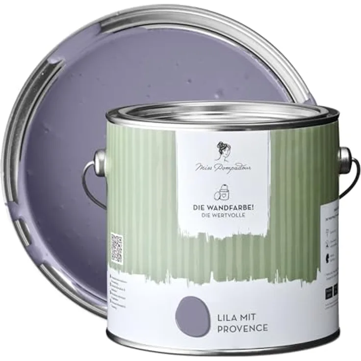 MissPompadour Wandfarbe Lila mit Provence, matte Innenfarbe mit sehr hoher Deckkraft, 2,5 L, geruchsneutral und spritzfrei, wasserbasiert