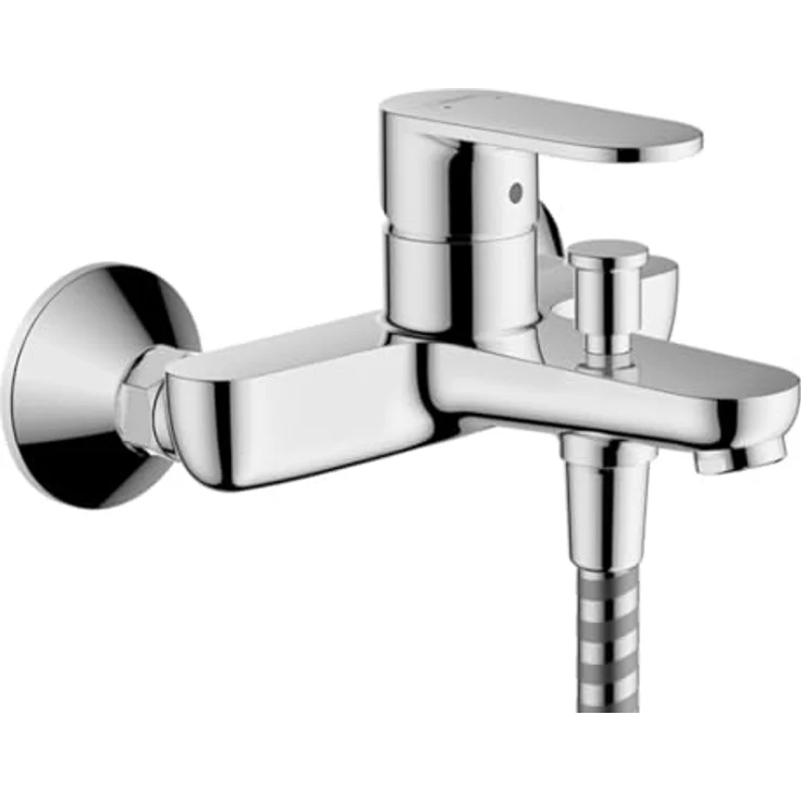 Belvit Hansgrohe Vernis Blend Wannenmischer Set, Keramikmischsystem, Handbrause mit Mehrstrahl, 150 cm Brauseschlauch, Umsteller Wanne/Dusche, Wandmontage, Chrom, Anti-Kalk Düse – Bild 5