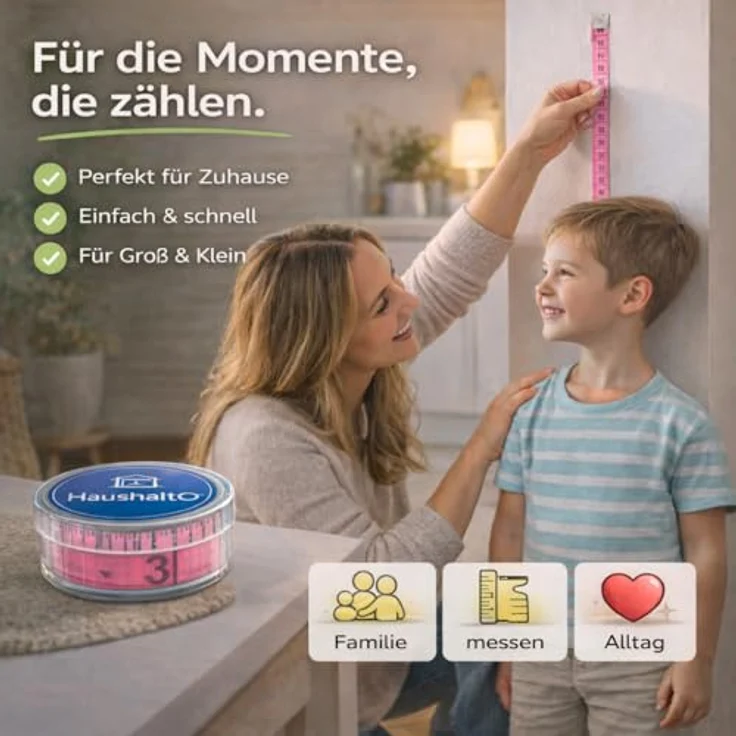 HaushaltO 2 in 1 Maßband 150 cm, Schneidermaßband mit cm und Inch Skalierung, flexiblem Material, inkl. Aufbewahrungsbox (Pink) – Bild 4