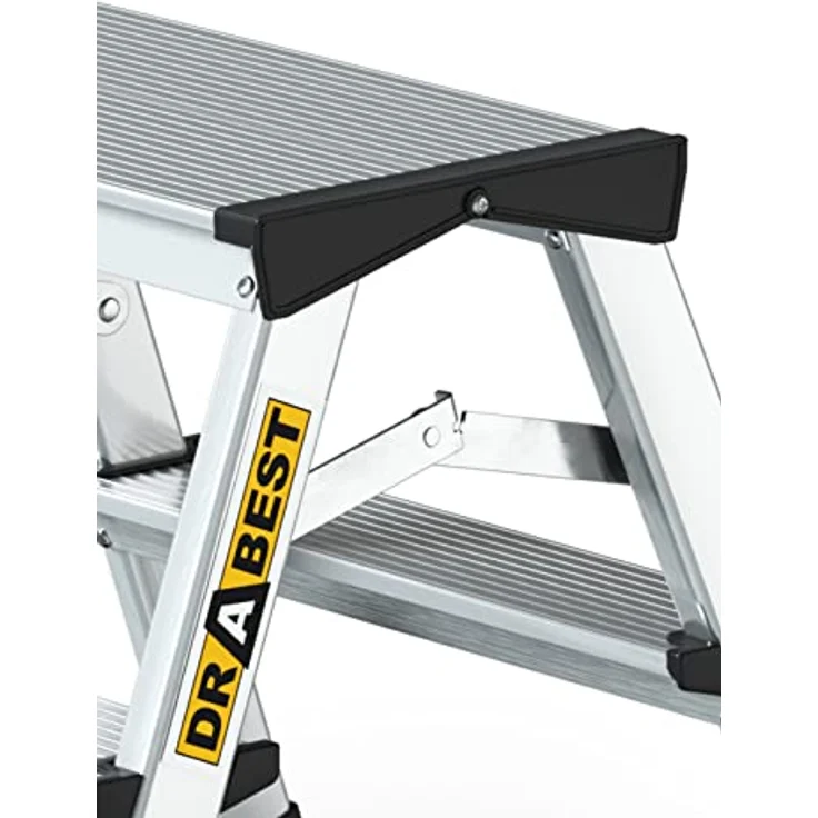 DRABEST Trittleiter Klapptritt Aluleiter Haushaltsleiter beidseitig begehbar 2 x 2 Stufen bis 125 kg belastbar – Bild 2