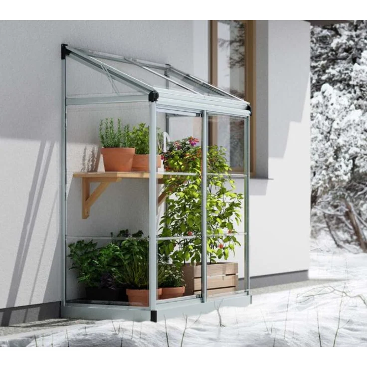 Palram - Canopia Kunststoff Anlehngewächshaus Lean to grow 42 | silber klar | 121x62x160 cm – Bild 5