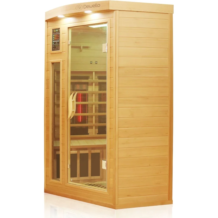 Dewello Infrarotkabine Infrarotsauna LAKEFIELD PRO Hemlock-Zeder 120cm x 120cm inkl. Vollspektrumstrahler, Bodenstrahler – Bild 5