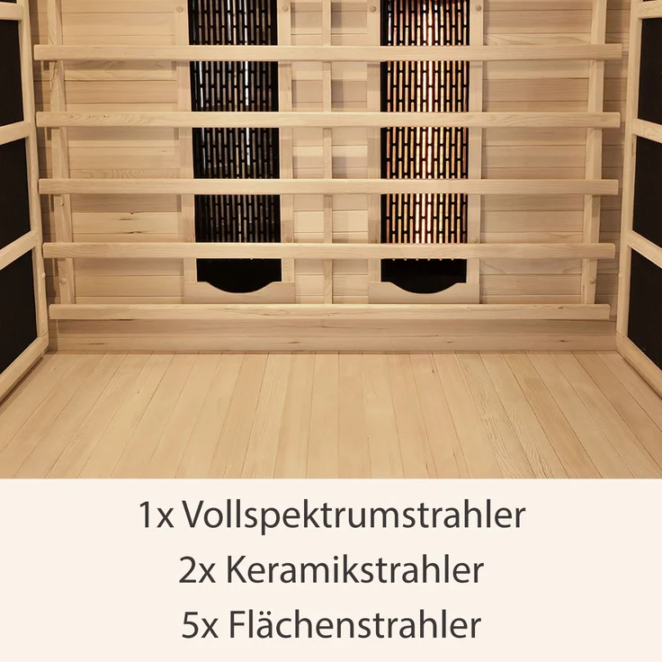Artsauna Infrarotkabine Oslo – Triplex-Heizsystem Infrarotsauna - 2 Personen – LED-Farblicht, digitale Steuerung – Hemlock-Holz, 190 x 120 x 100 cm – Bild 4