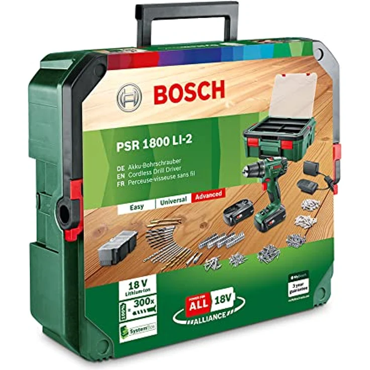 Bosch Akku Bohrschrauber PSR 1800 LI-2 18 V, 2x Akku + Systemkoffer – Bild 7