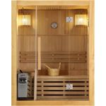 Artsauna Saunakabine Tampere mit Harvia Ofen 2 Personen Hemlock Holz, große Glasfront und LED Licht Inkl. Thermometer & Sanduhr Komplett Set