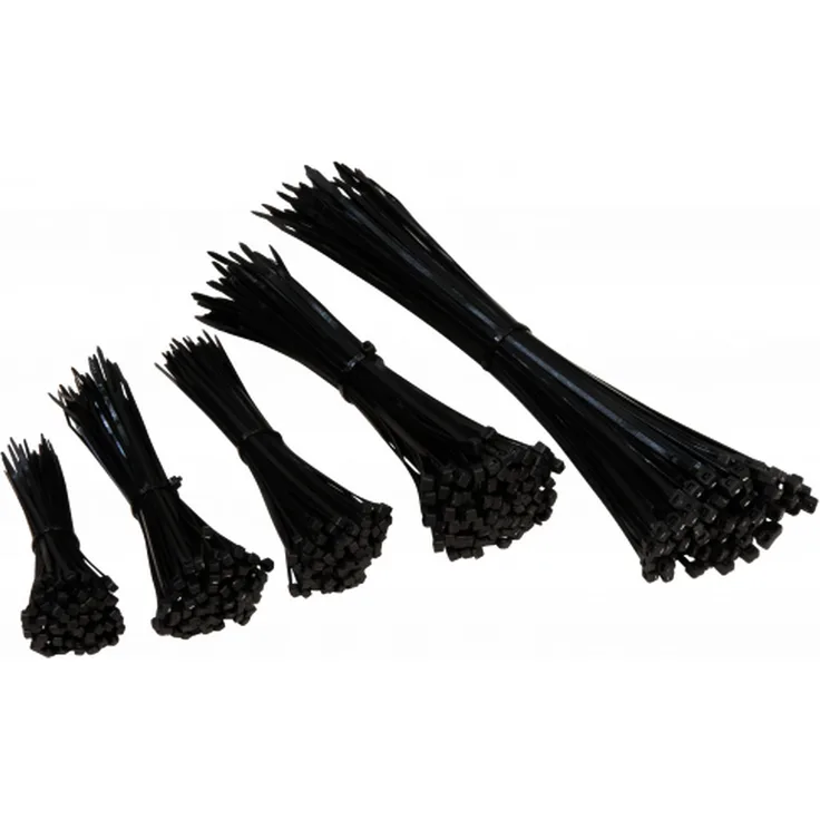 Kabelbinder Set, 500er-Pack, schwarz, 5 Größen 100-140-160-200-300mm
