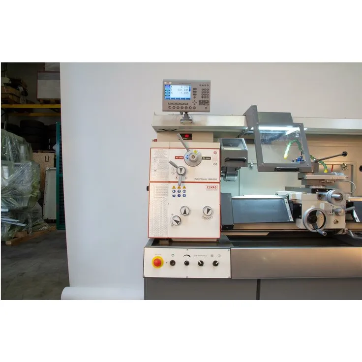 Elmag Universal Drehmaschine INDIVIDUAL 1000/200 Vario inkl. Röhm Drehfutter inkl. 3 Achs Positionsanzeige inkl. Schnellwechsel Stahlhalter Set, System Multifix Betriebsbereit: inkl. Ölfüllung, entkonserviert (entfettet), komplett...