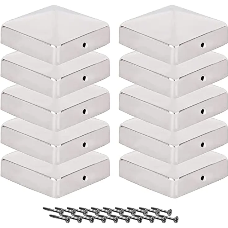 Pfostenkappen 9x9 Cm 10 Stück 90x90 Mm Edelstahl Zaunpfosten-Zaunpfosten Metall: 71X71Mm