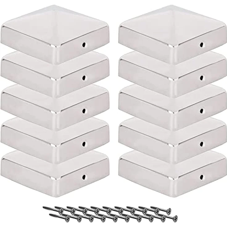 Pfostenkappen 9x9 Cm 10 Stück 90x90 Mm Edelstahl Zaunpfosten-Zaunpfosten Metall: 71X71Mm – Bild 1