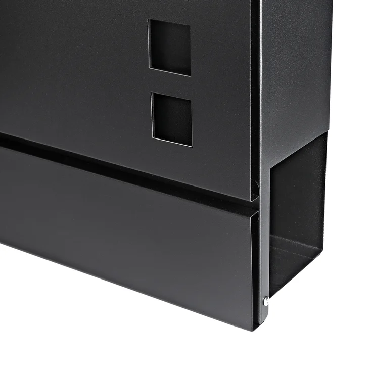 Briefkasten Edelstahl Wandbriefkasten Zeitungsfach Zeitungsrolle Namenschild Design Mailbox Kasten Postkasten Wandmontage - Schwarz - Silber* – Bild 5