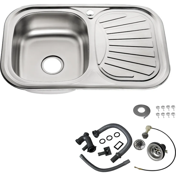 Edelstahlspüle Spülbecken Einbauspüle Eckig Küchenspüle Spüle Edelstahl Zubehör – Bild 4