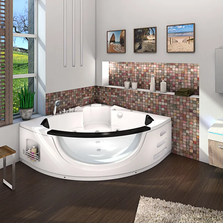 Whirlpool Pool Badewanne Eckwanne Wanne W06 152x152cm mit Farblichtherapie