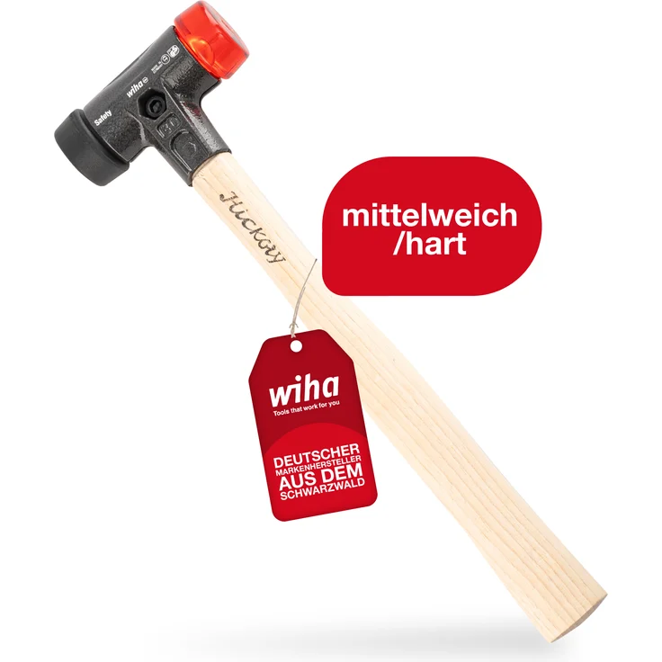 Wiha Schonhammer Safety mittelweich und hart (26611) I Gummihammer mit hochwertigem Hickory Holzstiel I Rund-Schlagkopf 30mm - Preisvergleich – Bild 11