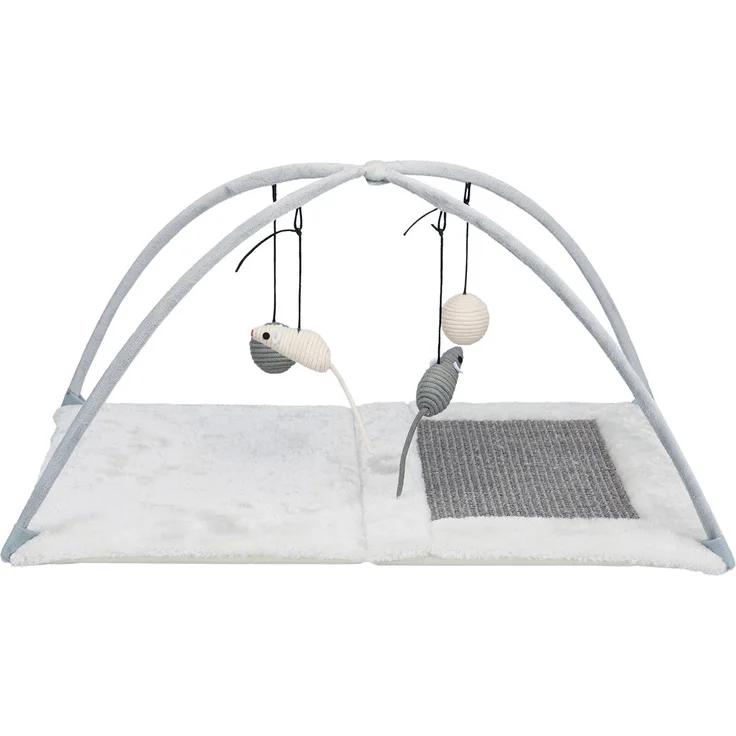 Trixie Kratzmatte mit Spielzeugen am Band - grau/lichtgrau – Bild 1