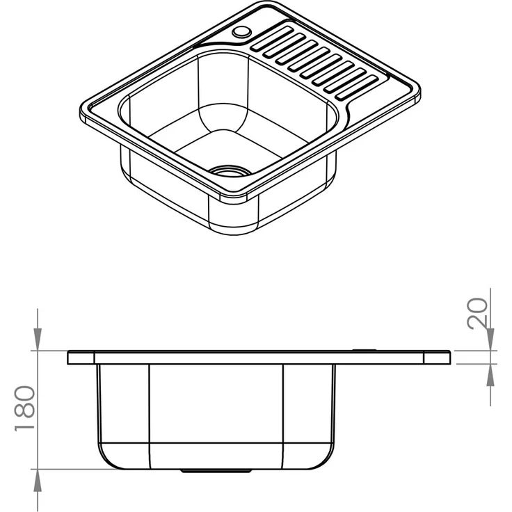 58CM Edelstahl Einbauspüle eckig + Ablage Spülbecken Spüle Küchenspüle Spüle – Bild 4