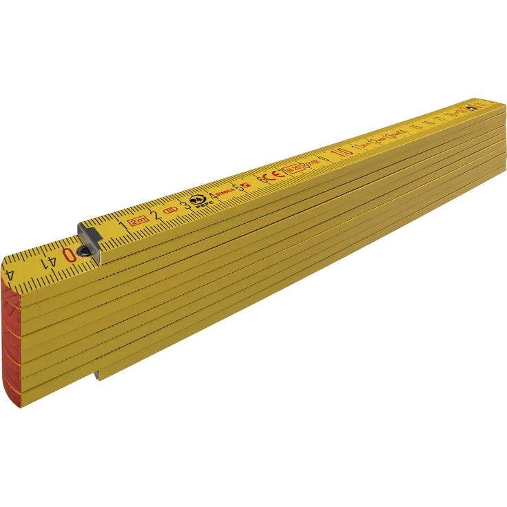 STABILA Zollstock Type 707, 2 m, gelb, metrische Skala, Winkelfunktion, Meterstab aus PEFC-zertifiziertem Holz, Polyamid-Gelenke – Bild 2
