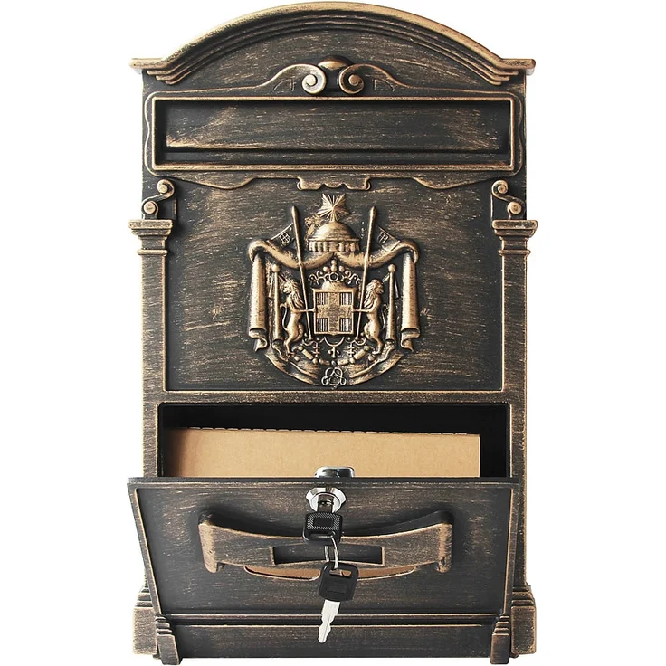 Briefkasten Antik Wandbriefkasten Briefkastenanlage Mailbox Letterbox Gold – Bild 5